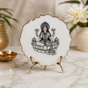 Handcrafted Resin Laxmi Mata Metal Stand with Metallic Gold Sticker