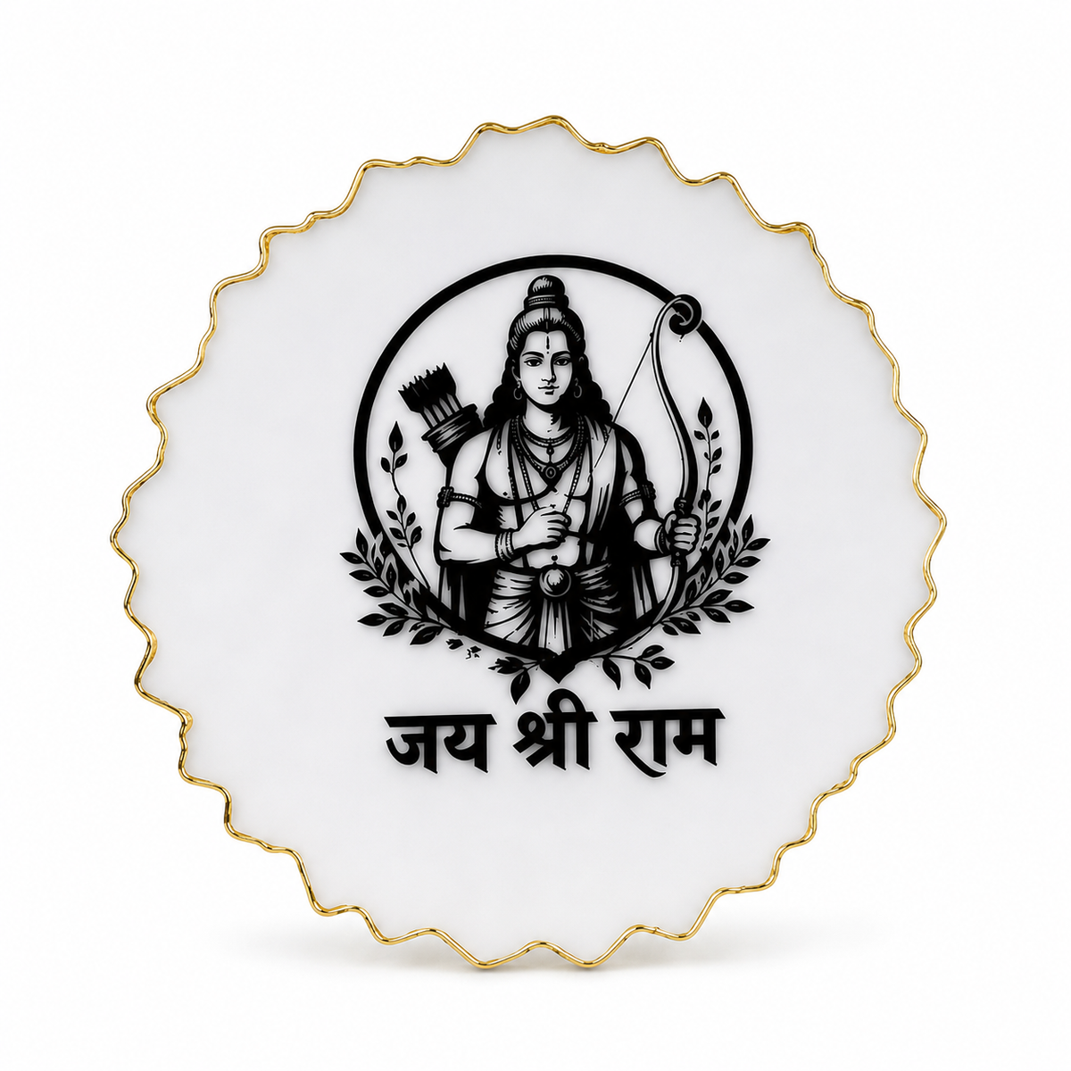 Handcrafted Resin Ram Ji  Metal Stand with Metallic Gold Sticker