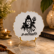 Handcrafted Resin Shivji Metal Stand with Metallic Gold Sticker