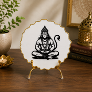 Handcrafted Resin Hanuman Ji Metal Stand with Metallic Gold Sticker
