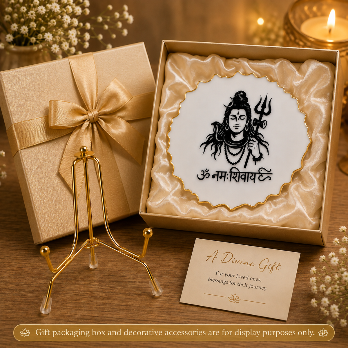 Handcrafted Resin Shivji Metal Stand with Metallic Gold Sticker