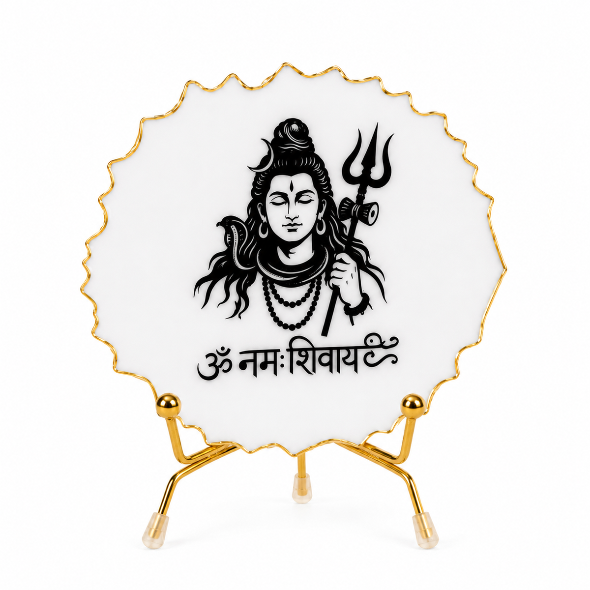 Handcrafted Resin Shivji Metal Stand with Metallic Gold Sticker