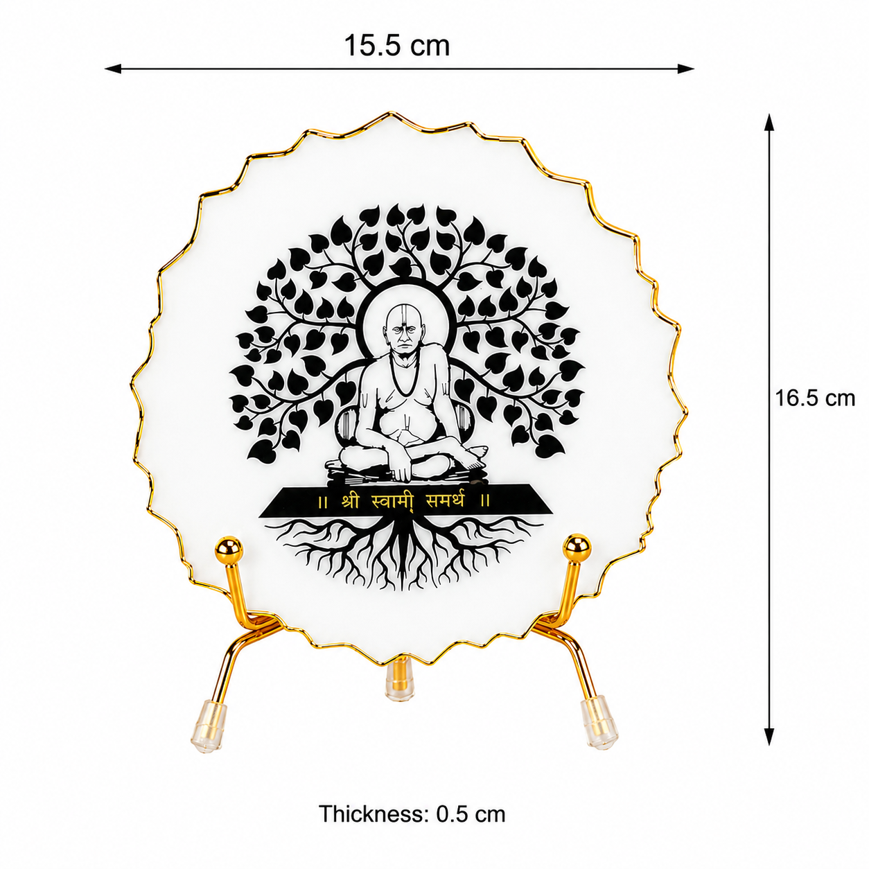 Handcrafted Resin Swami Samarth Metal Stand with Metallic Gold Sticker