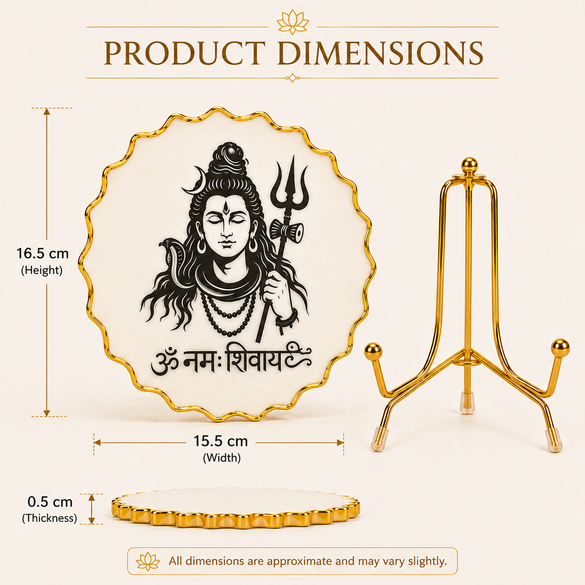 Handcrafted Resin Shivji Metal Stand with Metallic Gold Sticker