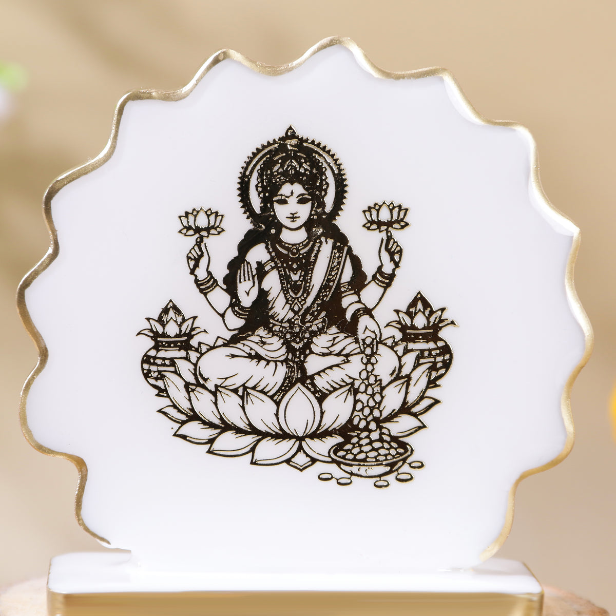 Handcrafted Resin Laxmi Maata Dashboard Idol with Metallic Gold Sticker