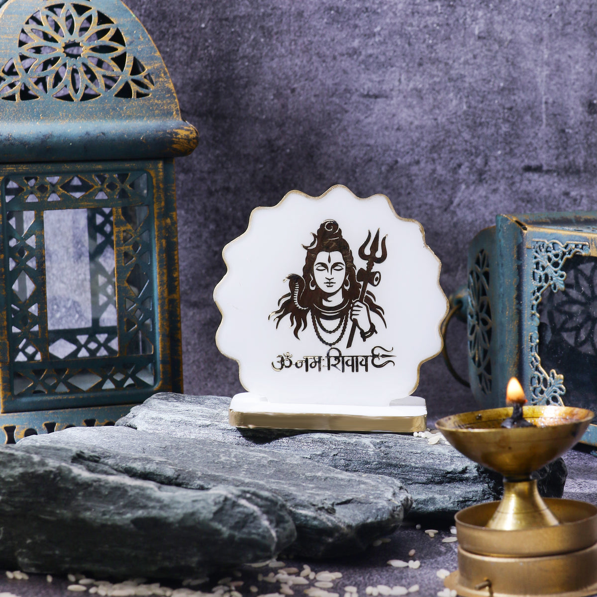 Handcrafted Resin Shiv ji Dashboard Idol with Metallic Gold Sticker