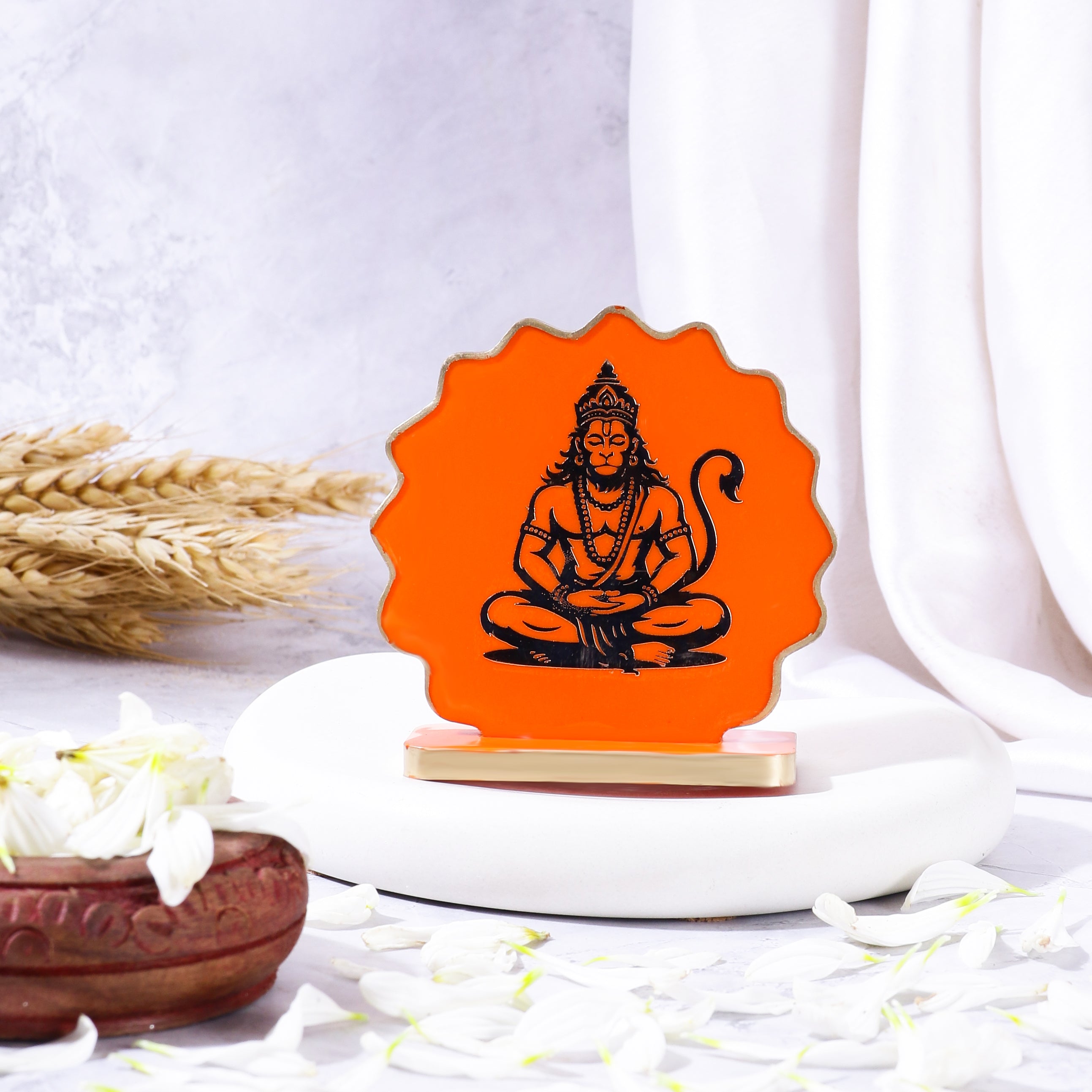 Handcrafted Resin Hanumanji Dashboard Idol with Metallic Gold Sticker