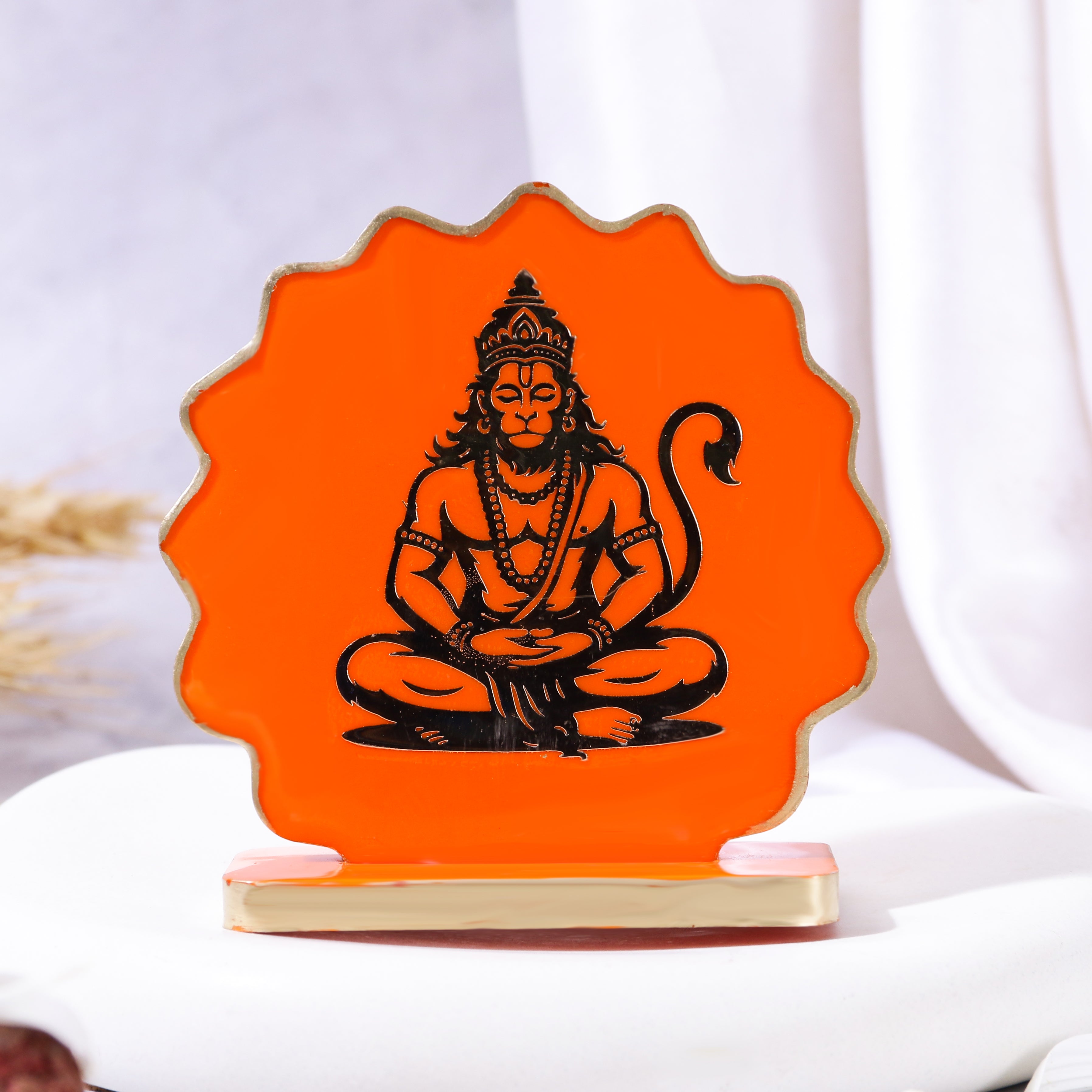 Handcrafted Resin Hanumanji Dashboard Idol with Metallic Gold Sticker