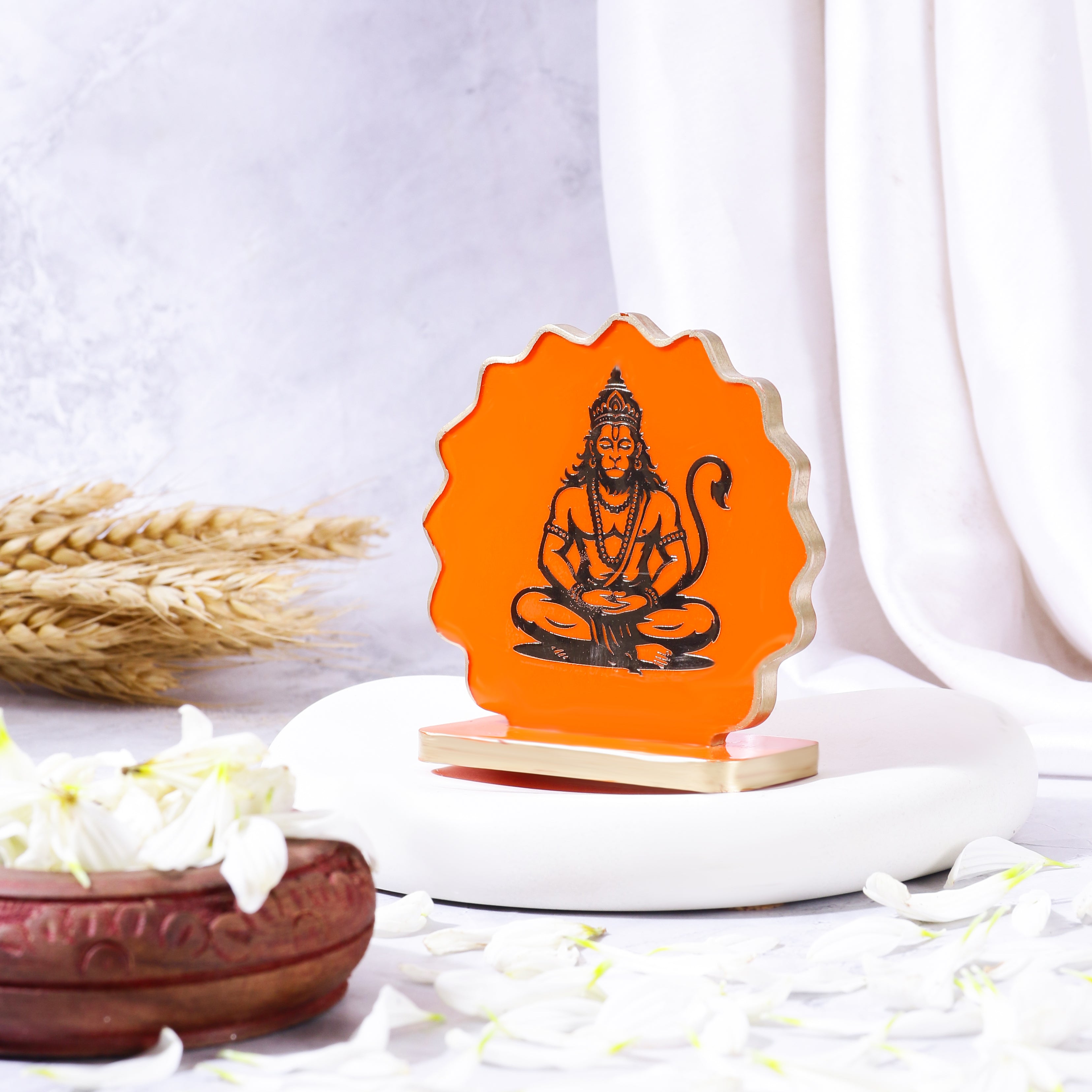 Handcrafted Resin Hanumanji Dashboard Idol with Metallic Gold Sticker