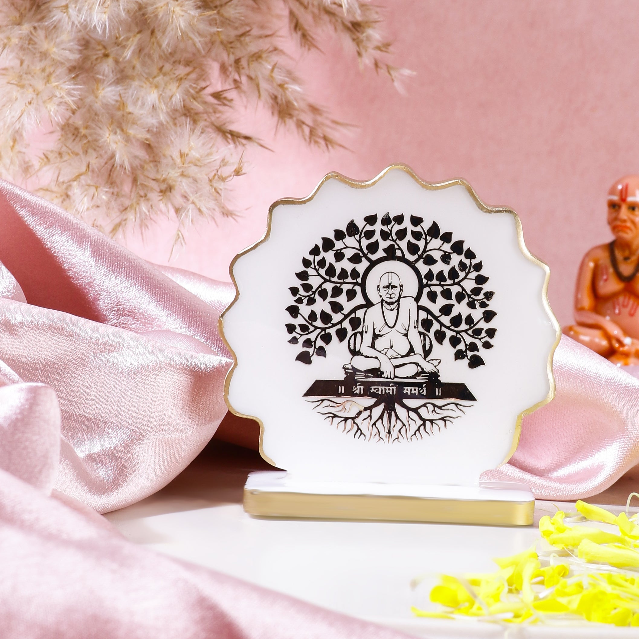 Handcrafted Resin Swami Samarth Dashboard Idol with Metallic Gold Sticker