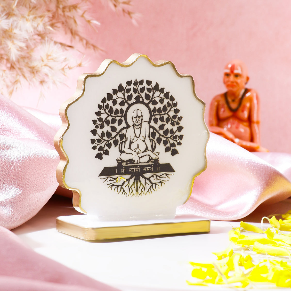 Handcrafted Resin Swami Samarth Dashboard Idol with Metallic Gold Sticker