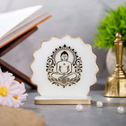 Handcrafted Resin Mahavir Swami Dashboard Idol with Metallic Gold Sticker