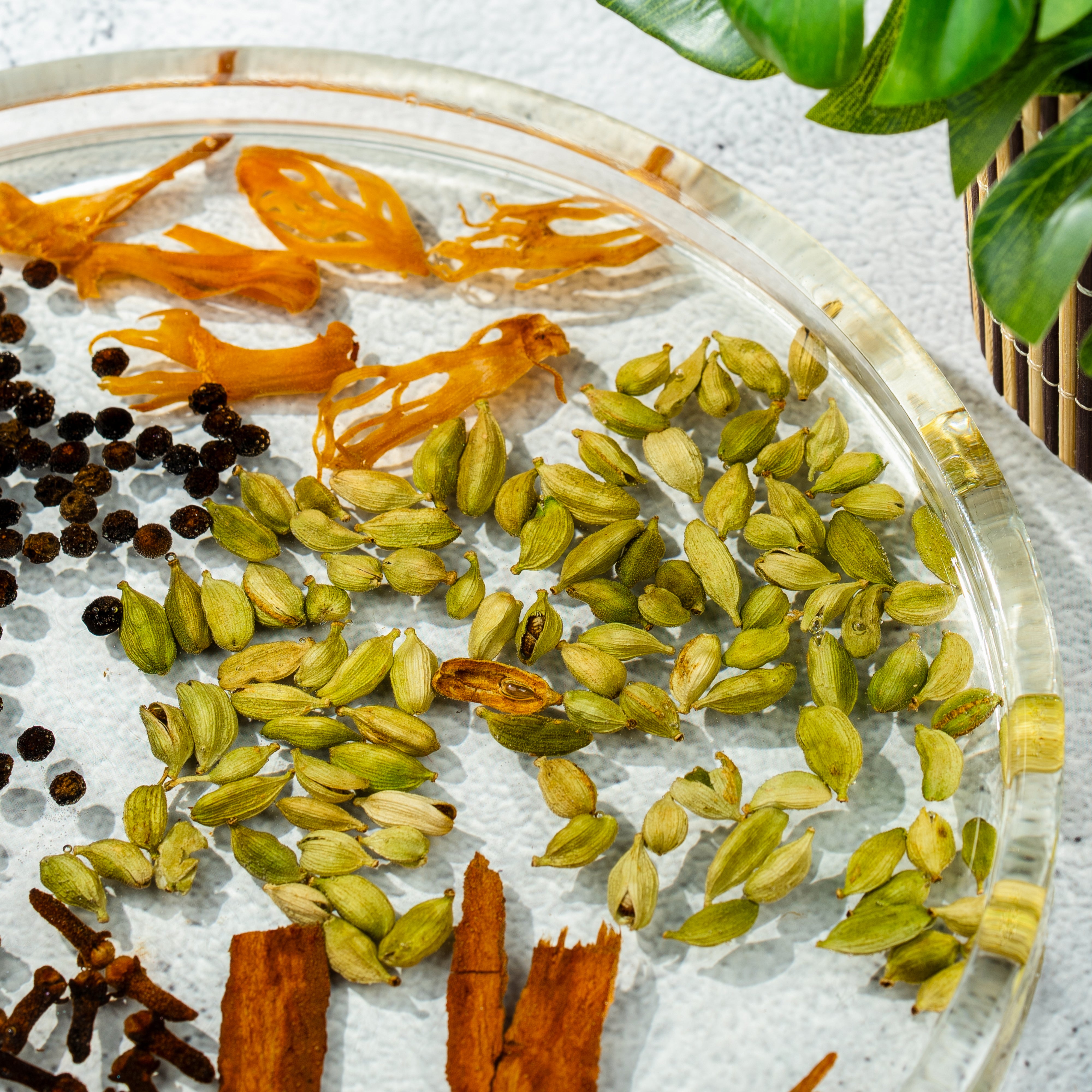 Handcrafted Resin Round Tray with Golden Flakes