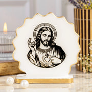 Handcrafted Resin Jesus Dashboard Idol with Metallic Gold Sticker