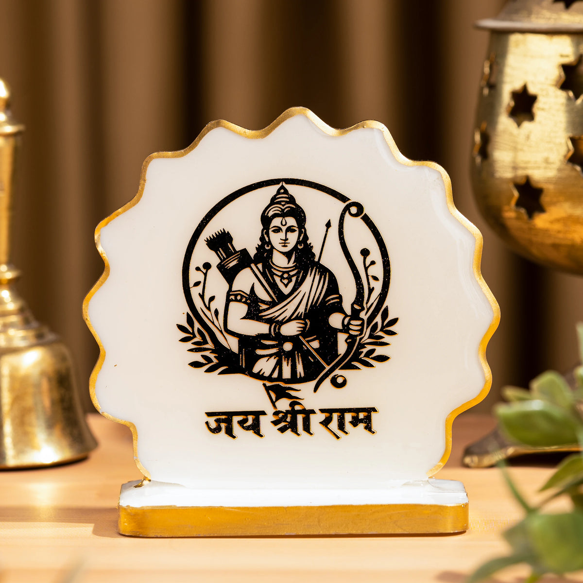 Handcrafted Resin Ram Ji Dashboard Idol with Metallic Gold Sticker
