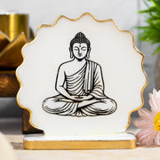 Handcrafted Resin Gautam Buddha  Dashboard Idol with Metallic Gold Sticker