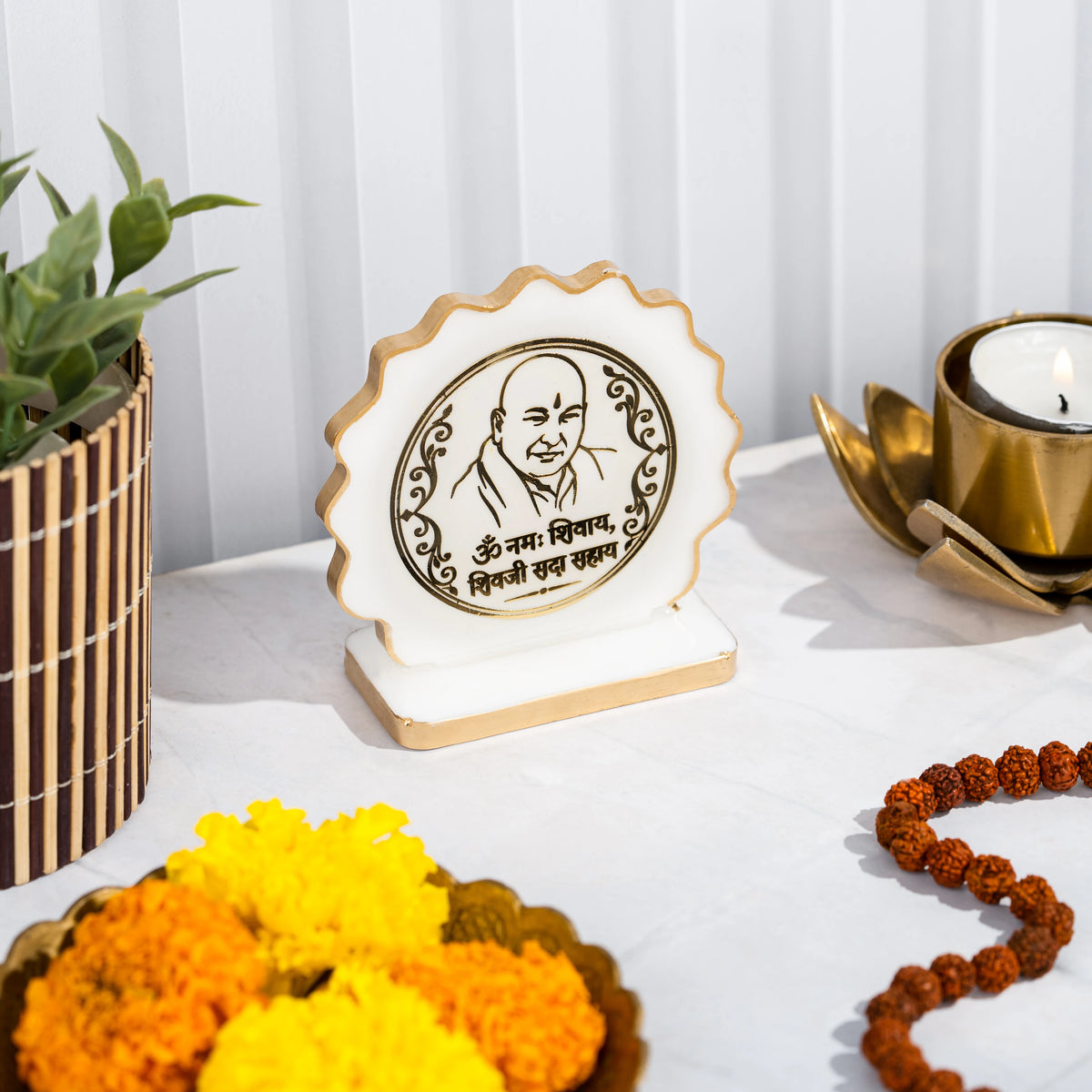 Handcrafted Resin Bade Guruji Dashboard Idol with Metallic Gold Sticker